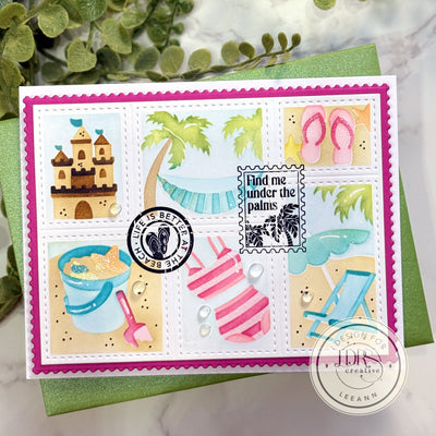 Beach Days Postage Collage Stamps and Layering Stencils Bundle