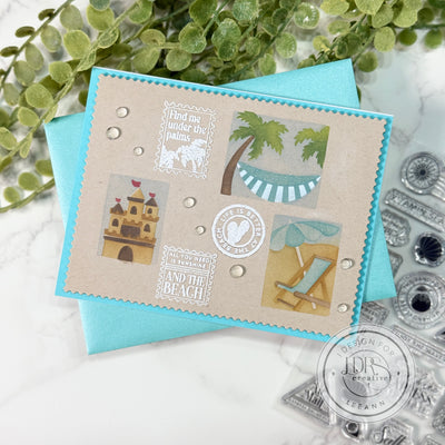Beach Days Postage Collage Stamps and Layering Stencils Bundle