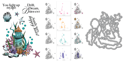 Lighthouse Stamps, Layering Stencils, and Coordinating Dies Bundle