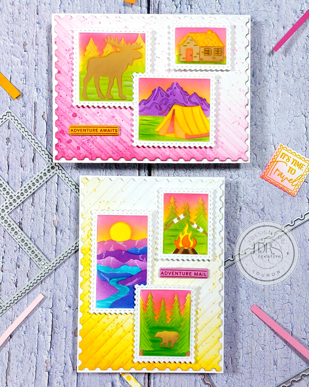 Great Outdoors Postage Collage Stamps and Layering Stencils Bundle