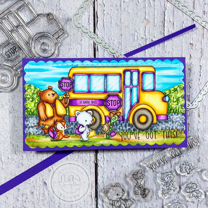 School Bus Pocket Pals 4x4 Stamps