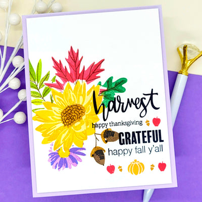 Autumn Blooms Stamps and Stencil Bundle