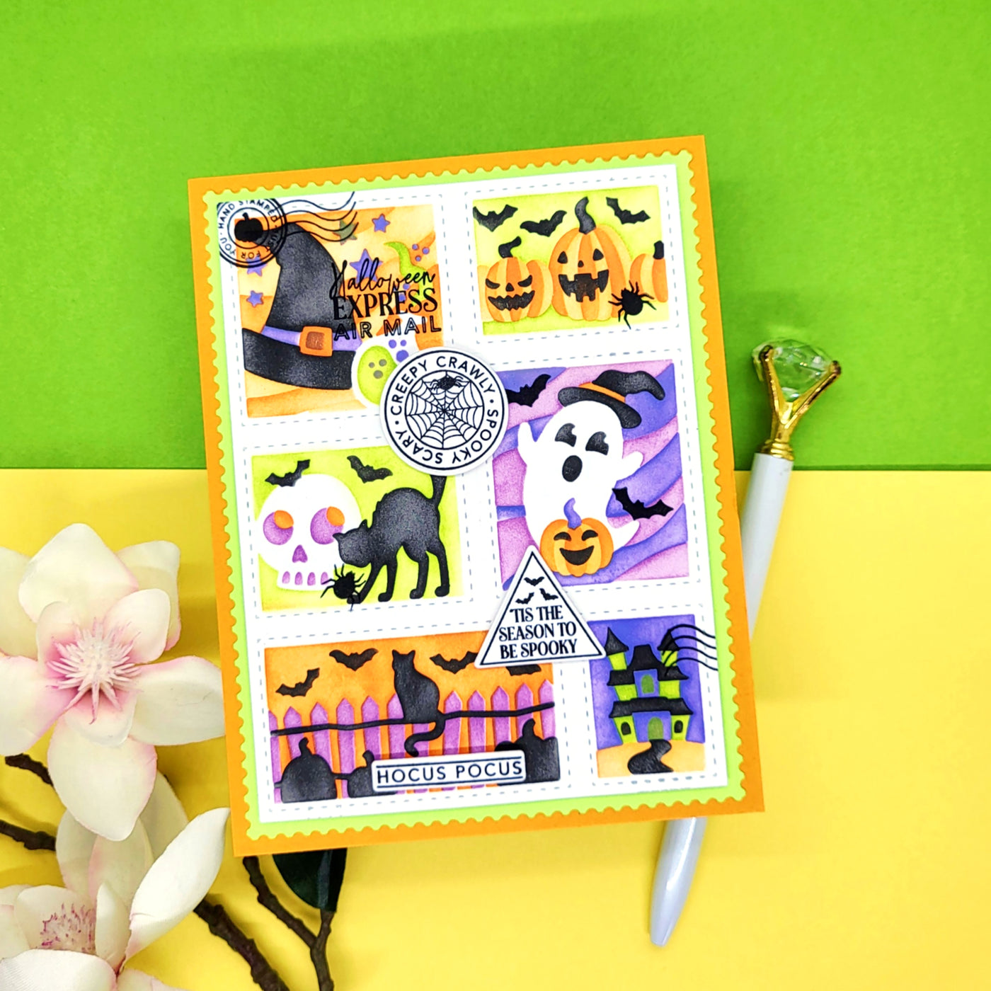 PRE-ORDER: Halloween Postage Collage Stamps and Layering Stencils Bundle