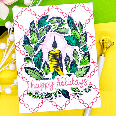 Happy Holidays Impress-ion Press + Foil Plates and Coordinating Dies Bundle