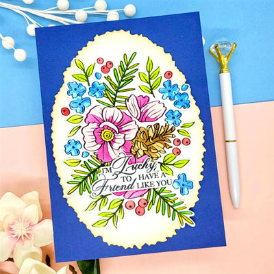 Pine Cone Blooms Impress-ion Press + Foil Plate, Layering Stencils, and Coordinating Die Bundle