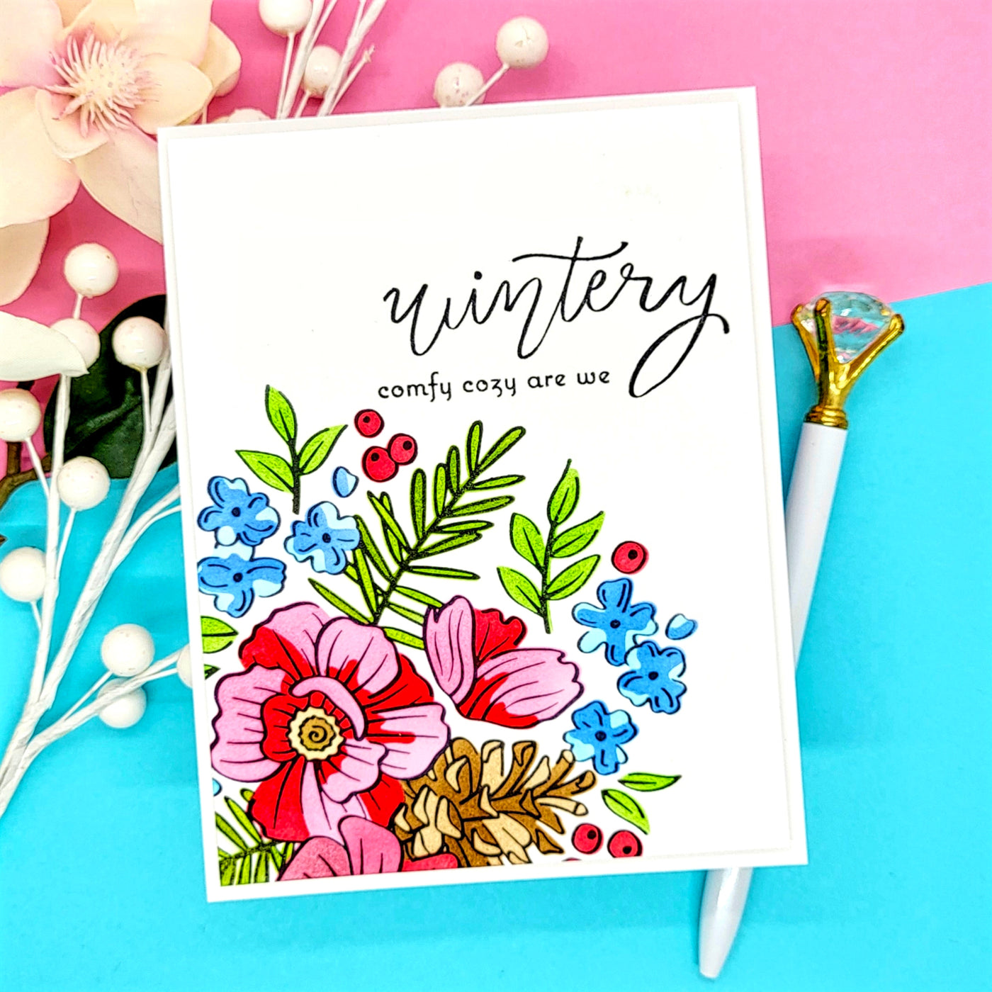 Pine Cone Blooms Impress-ion Press + Foil Plate, Layering Stencils, and Coordinating Die Bundle