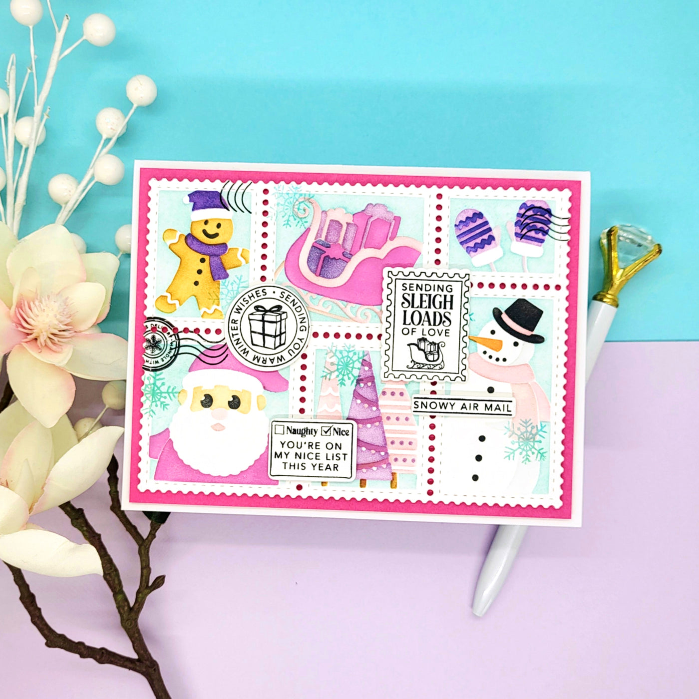 PRE-ORDER: Season's Greetings Postage Collage Stamps and Layering Stencils Bundle