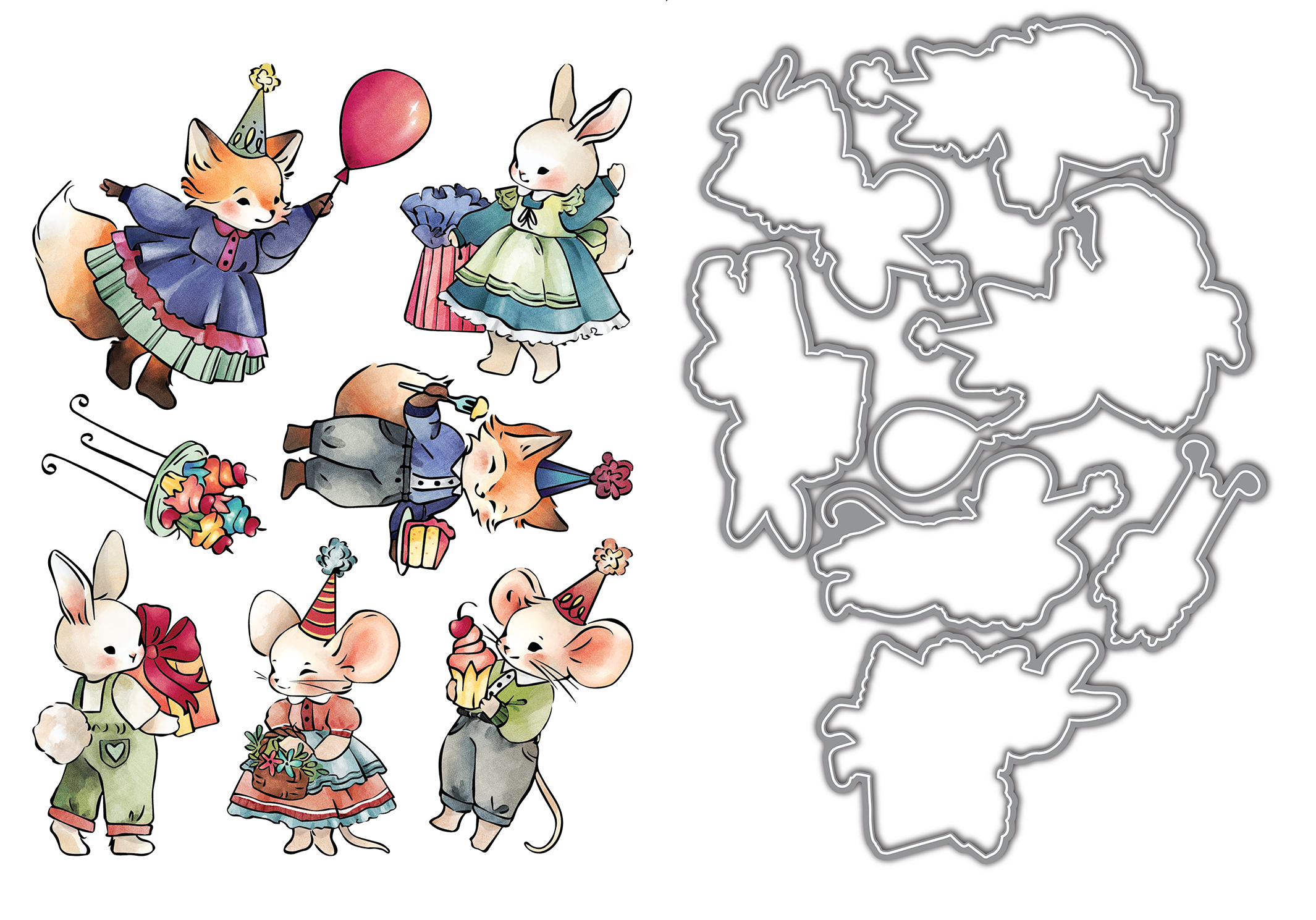 Party Time Tails Stamps and Coordinating Dies Bundle – LDRS Creative