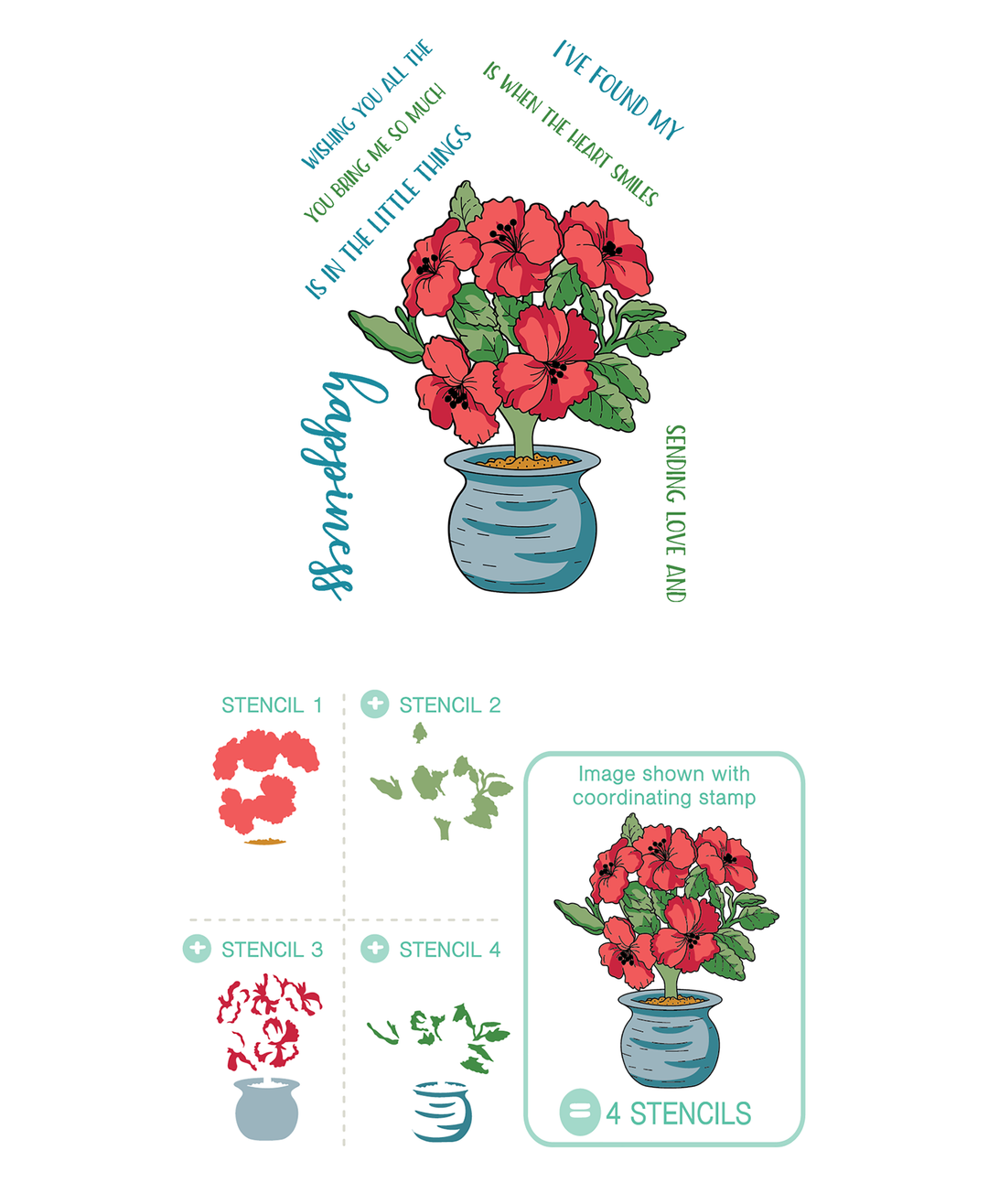plant pot stencils Potted Hibiscus Stamps and Layering Stencils Bundle – LDRS Creative