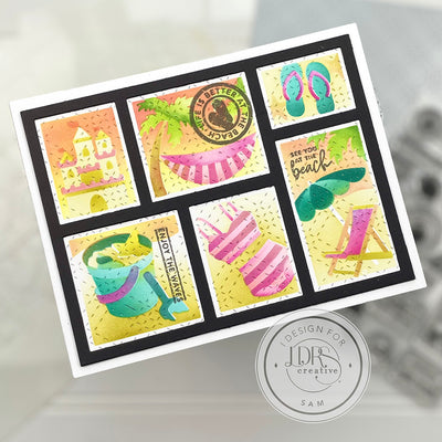 Beach Days Postage Collage Stamps and Layering Stencils Bundle