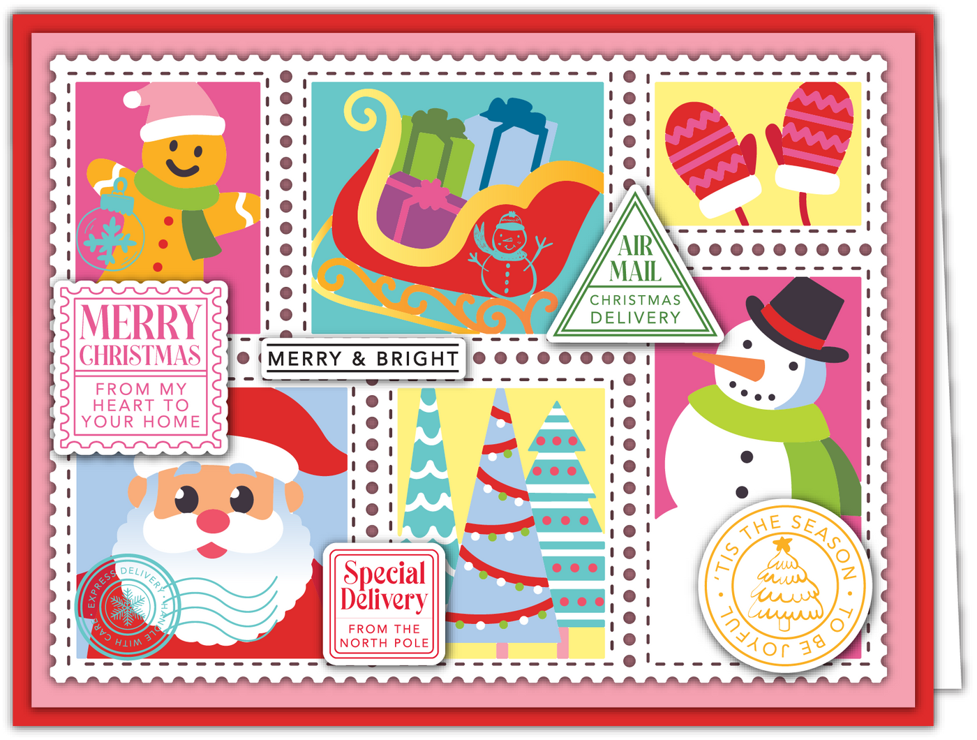 PRE-ORDER: Season's Greetings Postage Collage Stamps and Layering Stencils Bundle
