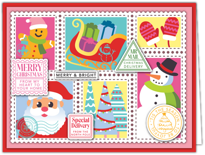 PRE-ORDER: Season's Greetings Postage Collage Stamps and Layering Stencils Bundle
