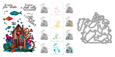 The Sea Shack Stamps, Layering Stencils, and Coordinating Dies Bundle