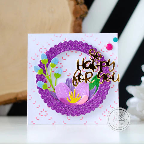 Circle Die Cut, Scalloped Circles in Lavender Purple Cardstock 