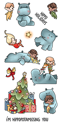 Hippopotamus for Christmas 4x8 Stamps