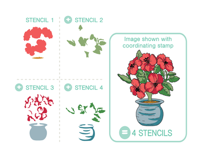 Potted Hibiscus Layering Stencils
