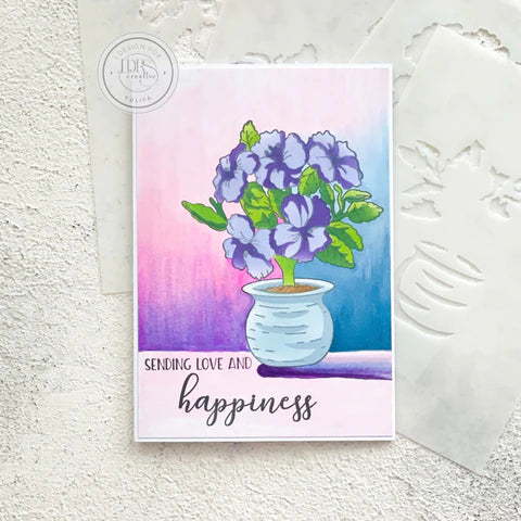 Potted Hibiscus 4x6 Stamp Set